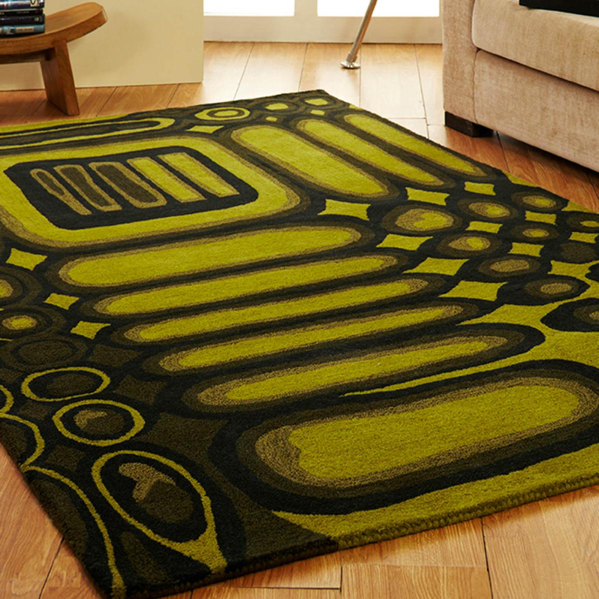 Unique Cuba rugs in Green Charcoal