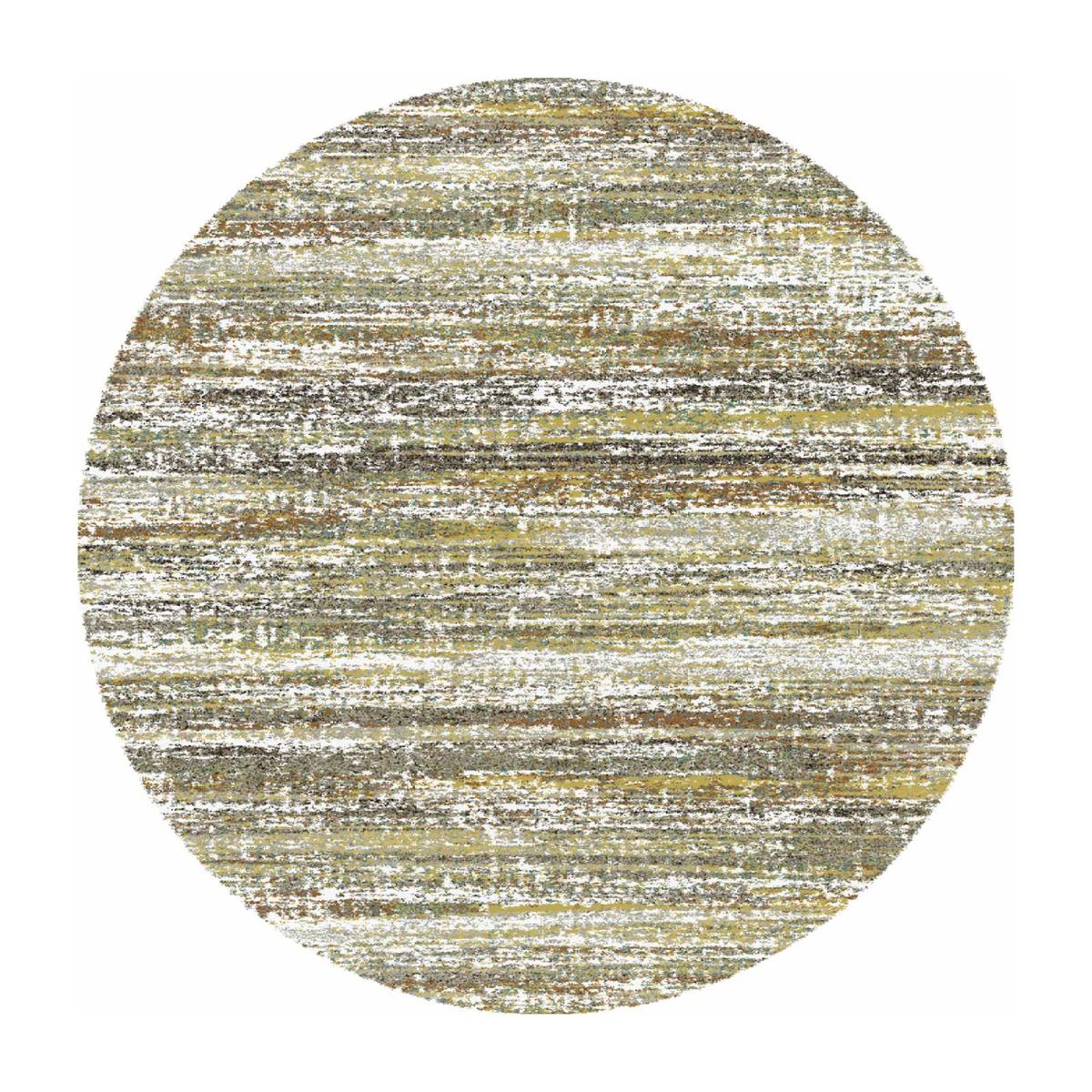 Mehari Shaggy Striped Circle Rugs 23094 6969 in Mustard Yellow 120x120cm – image 4