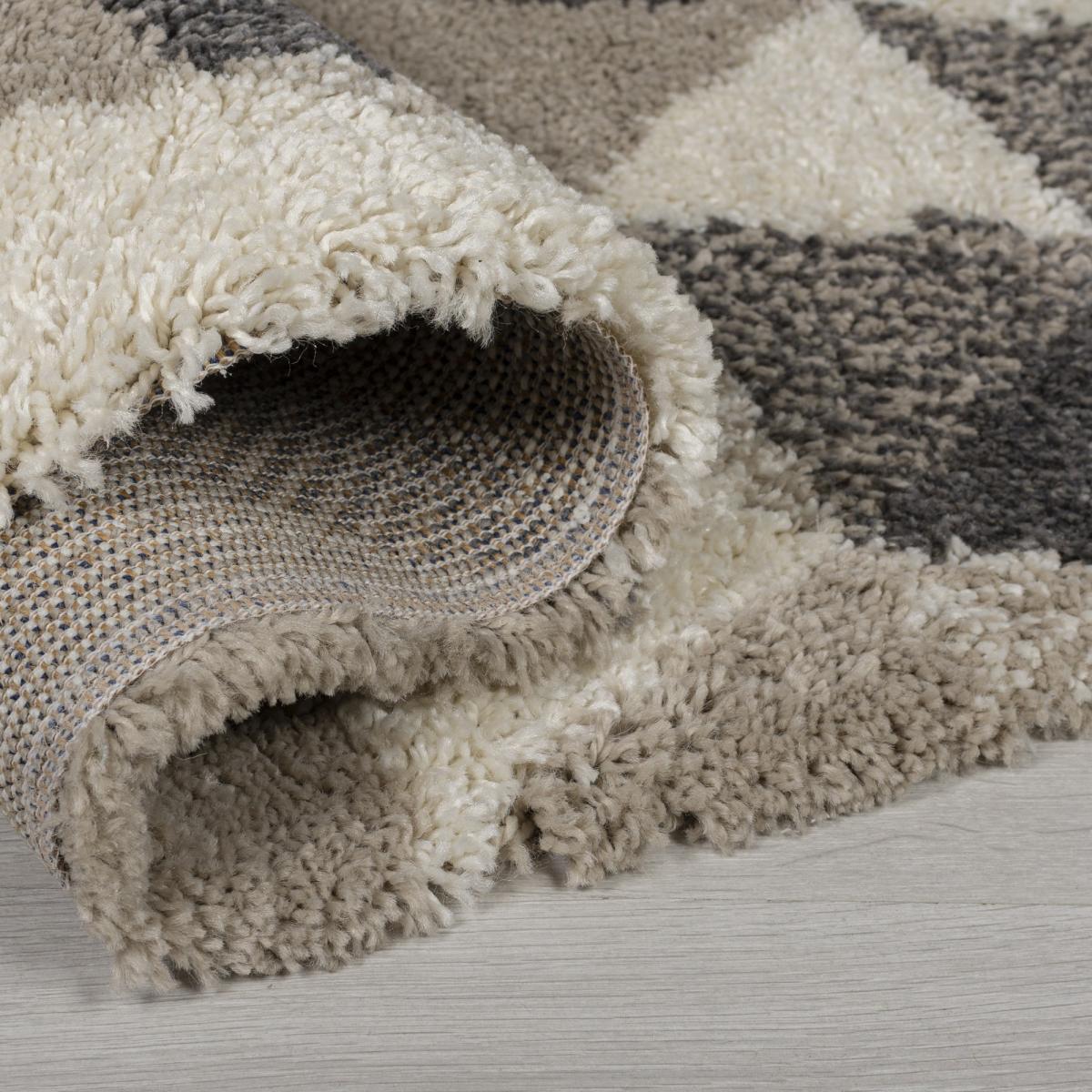 Dakari Nuru Modern Shaggy Geometric Rugs in Natural – image 2