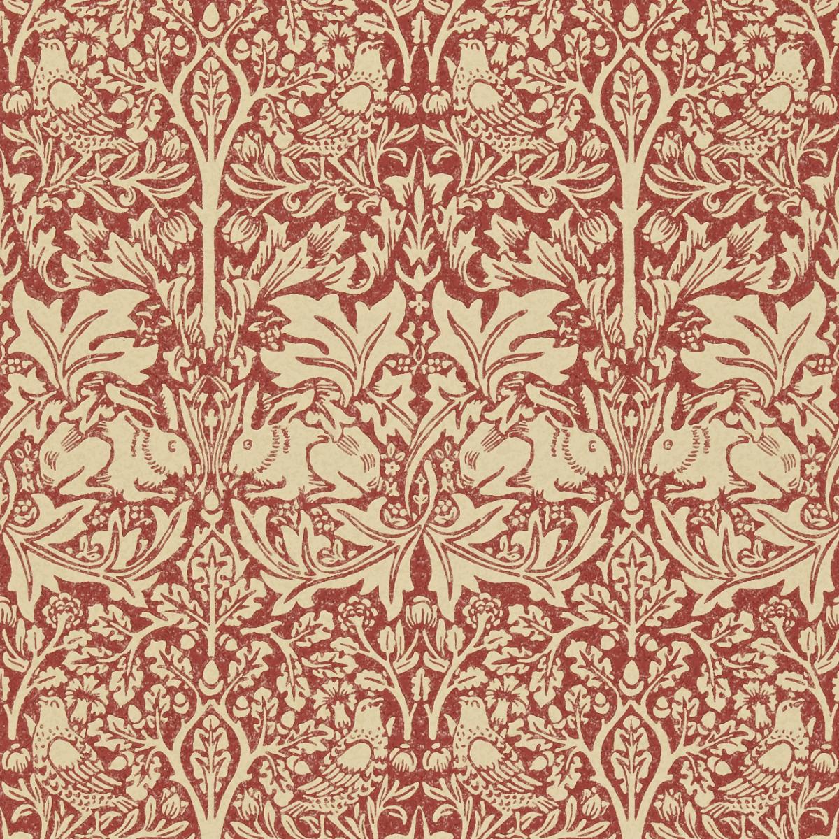Brer Rabbit Wallpaper 106 by Morris & Co in Church Red Biscuit Roll