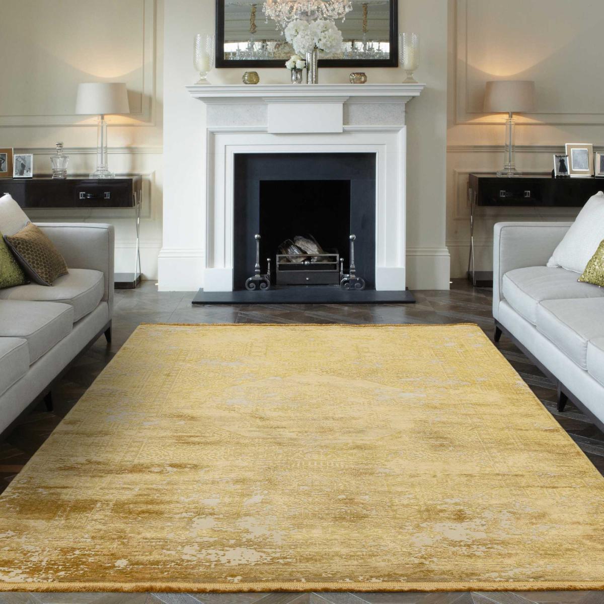 Athera Classic Distressed Abstract Rugs in AT08 Champagne Yellow – image 1