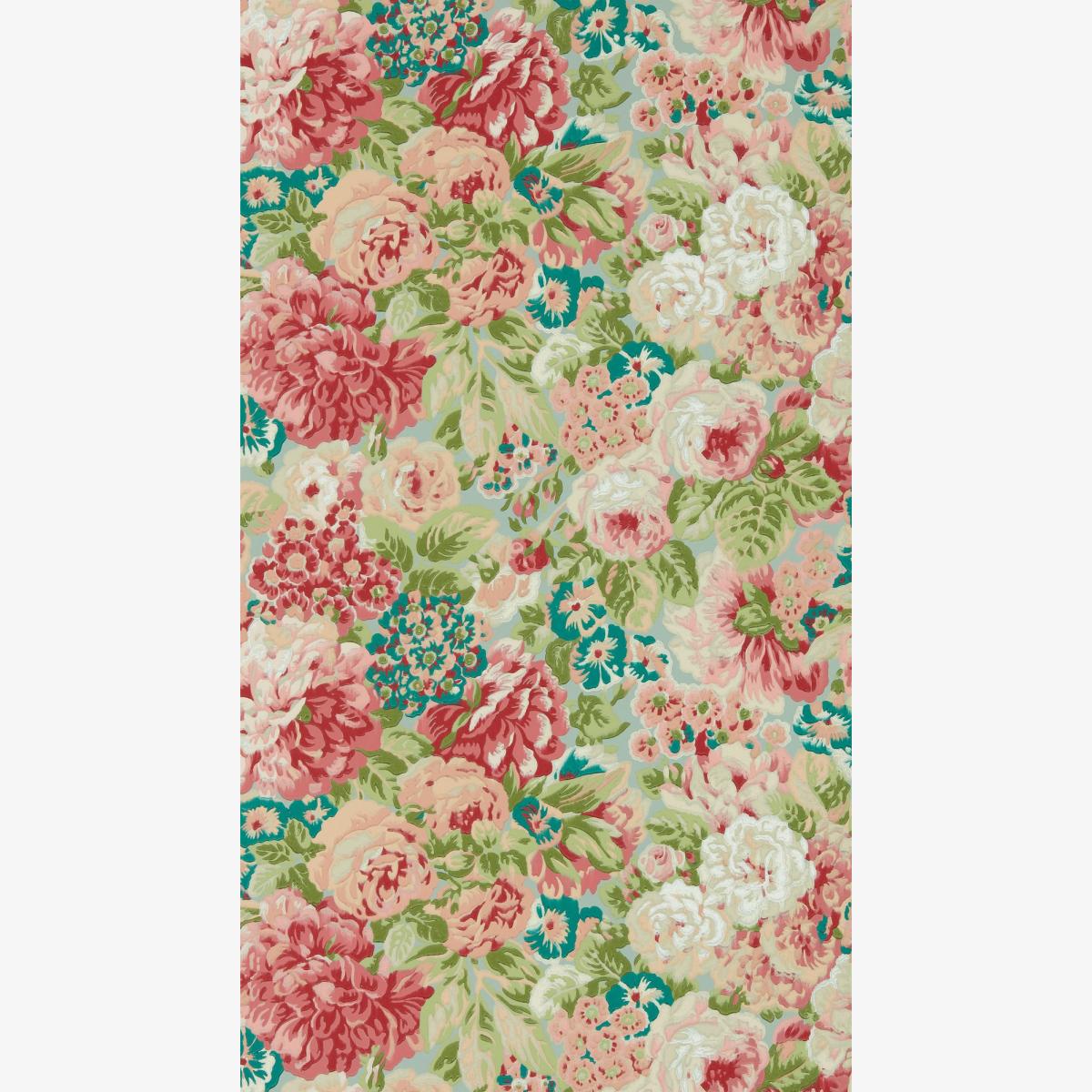 Rose And Peony Wallpaper 217029 by Sanderson in Blue Clay Carmen Roll