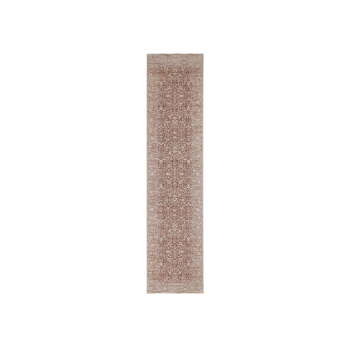 Grandeur Traditional Vintage Runner Rugs in Terracotta Damask80x340cm – image 1