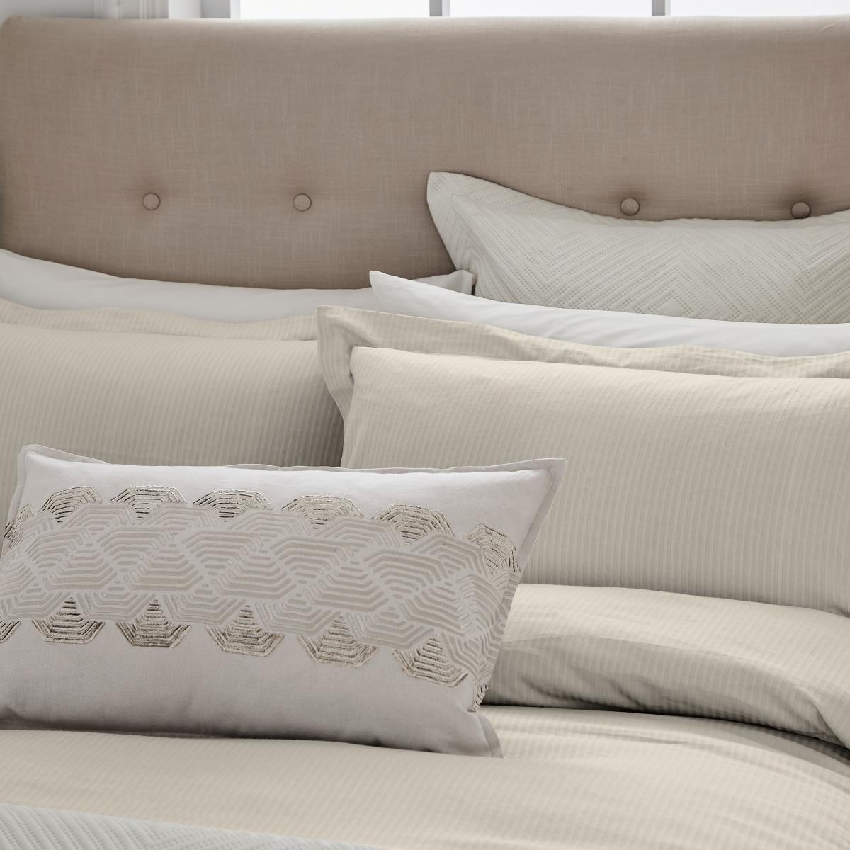 Deco Stripe Bedding Duvet Cover and Pillowcase by Helena Springfield in Champagne Beige 220x260cm – image 2
