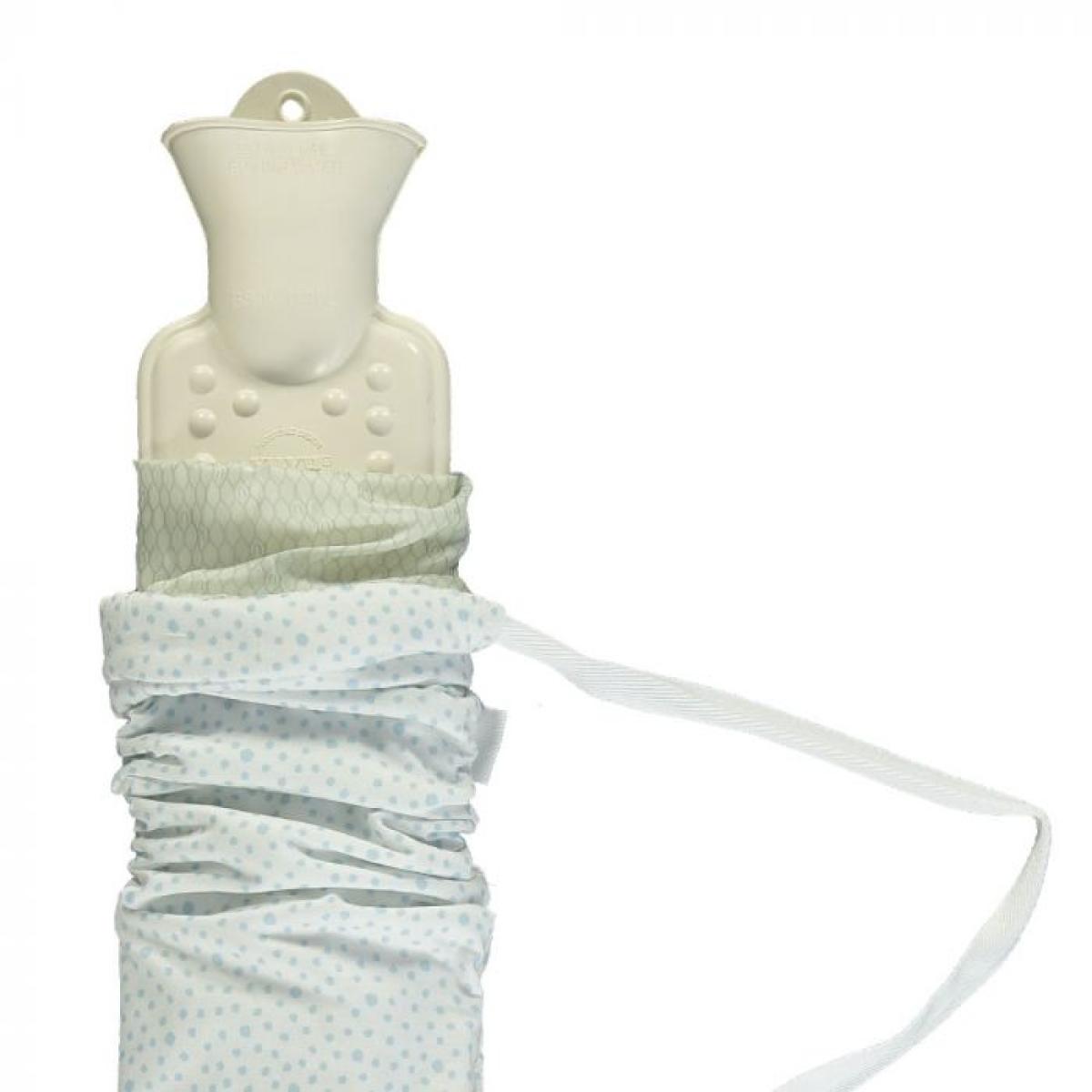 YuYu Japanese Cotton Hot Water Bottle in Spotty Dotty White & Sky 81x13cm – image 3