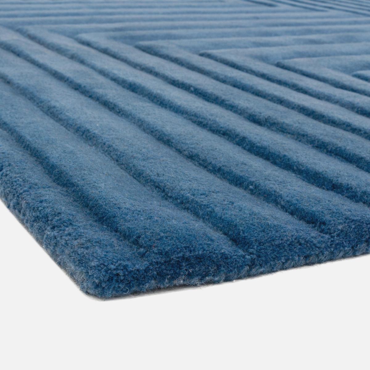 Form Modern Plain Ridged Wool Rugs in Blue 160x230cm – image 4
