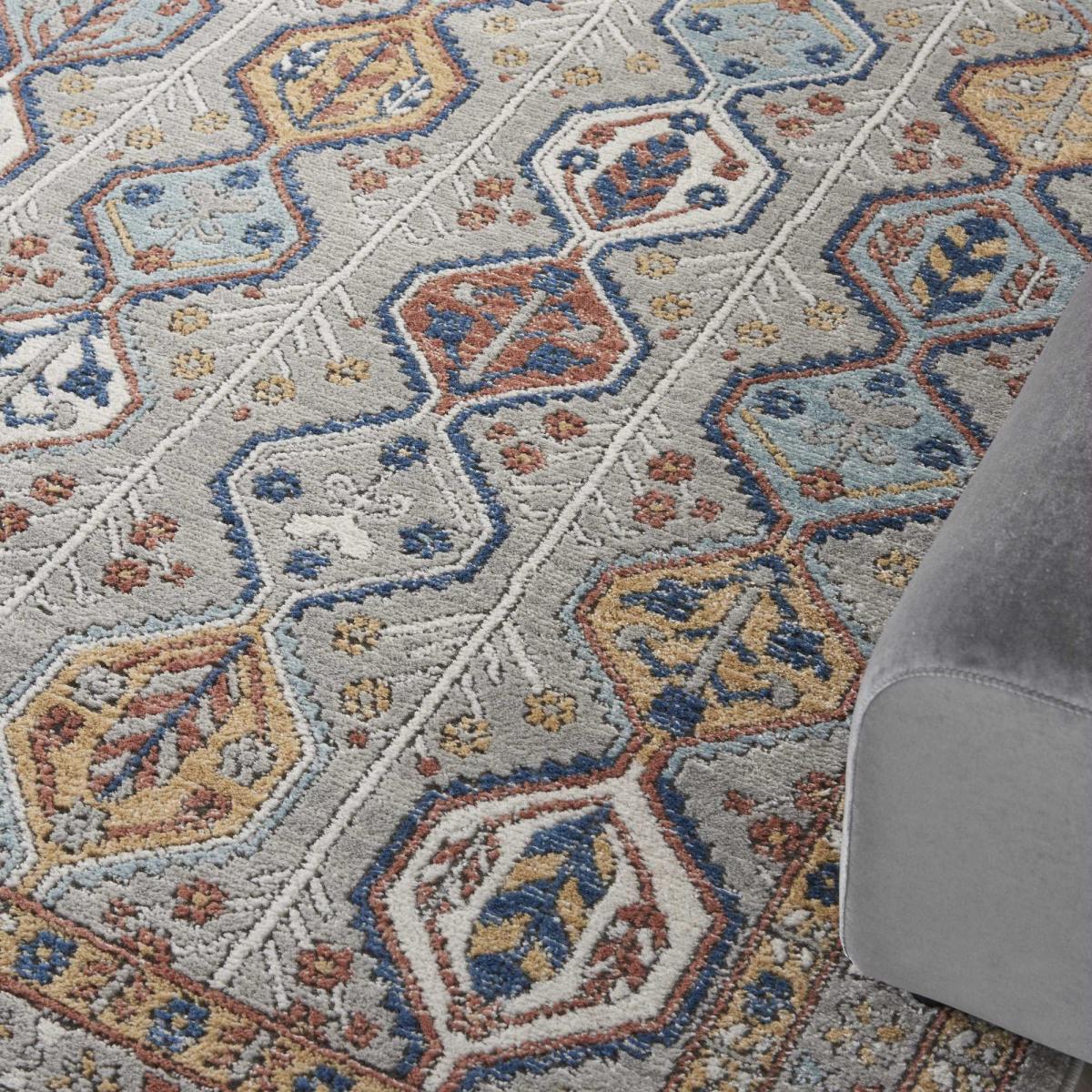 Quarry QUA15 Traditional Distressed Rugs in Grey Multi by Nourison – image 2