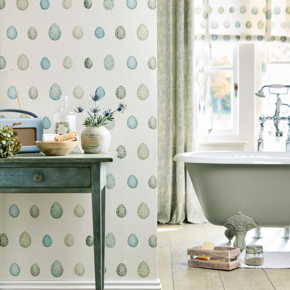 Nest Egg Wallpaper 216504 by Sanderson in Marine Aqua Blue Roll – image 1