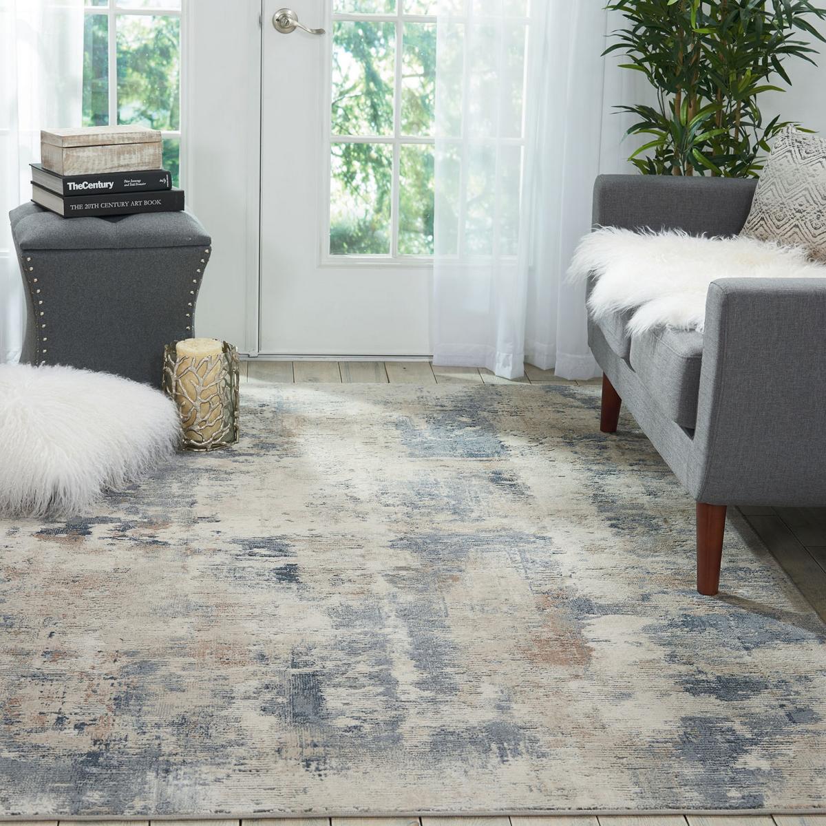 Rustic Textures Abstract Rugs RUS05 in Beige Grey 119x180cm – image 2