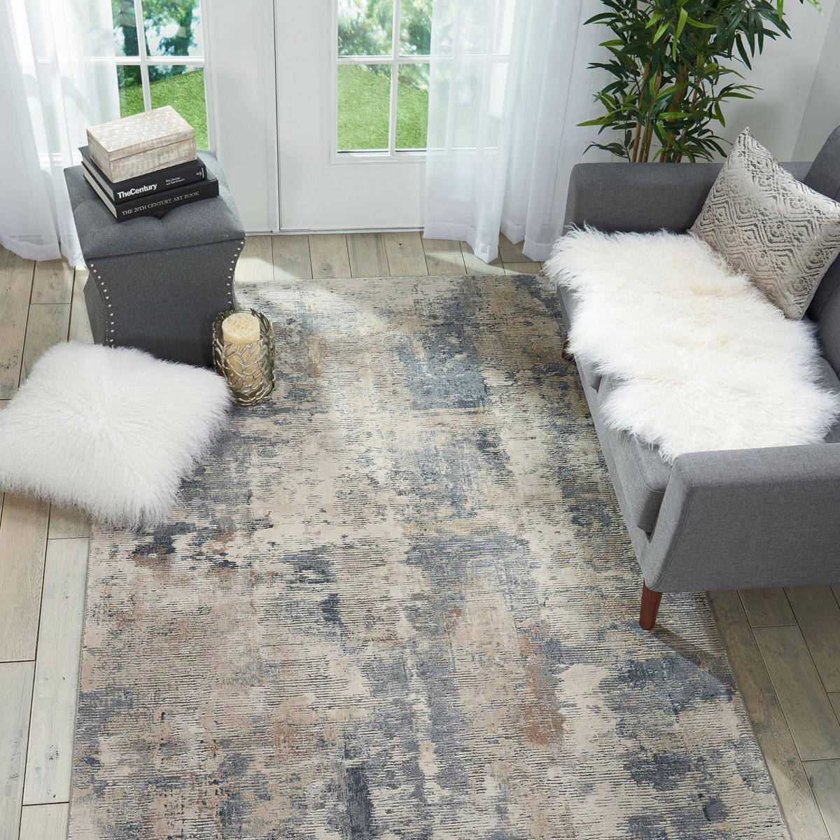 Rustic Textures Abstract Rugs RUS05 in Beige Grey 119x180cm – image 4