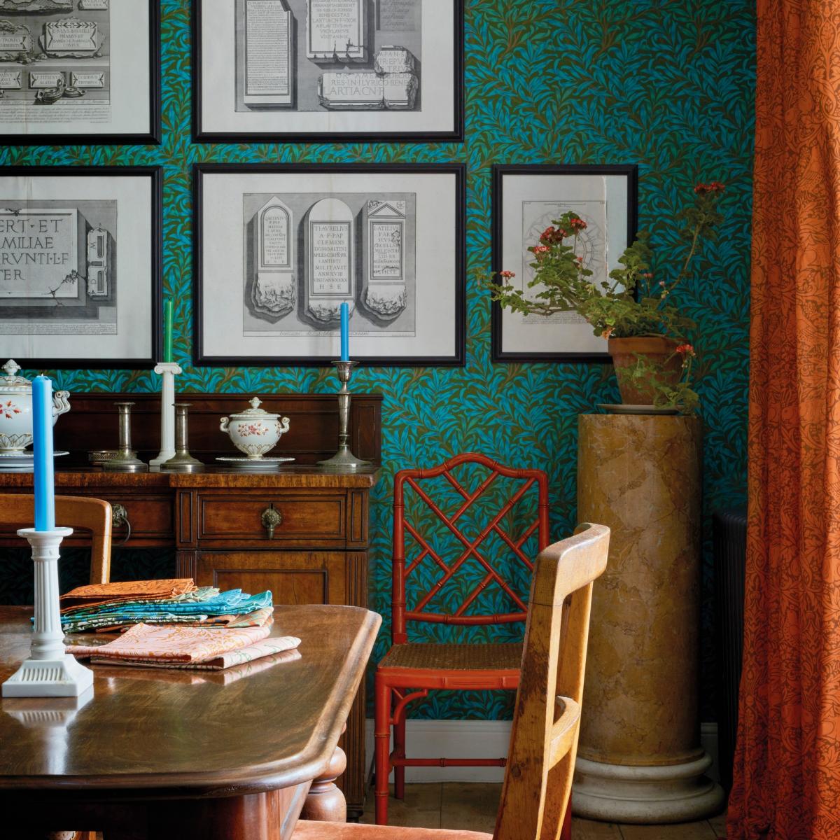 Willow Bough Wallpaper 216952 by Morris & Co in Olive Turquoise Roll – image 3