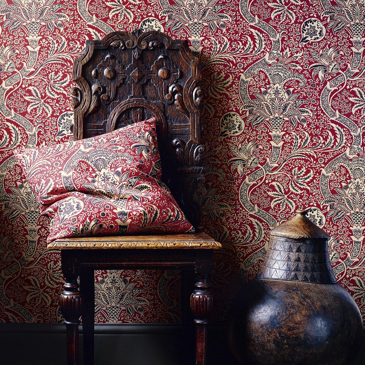 Indian Wallpaper 104 by Morris & Co in Red & Black Roll – image 1