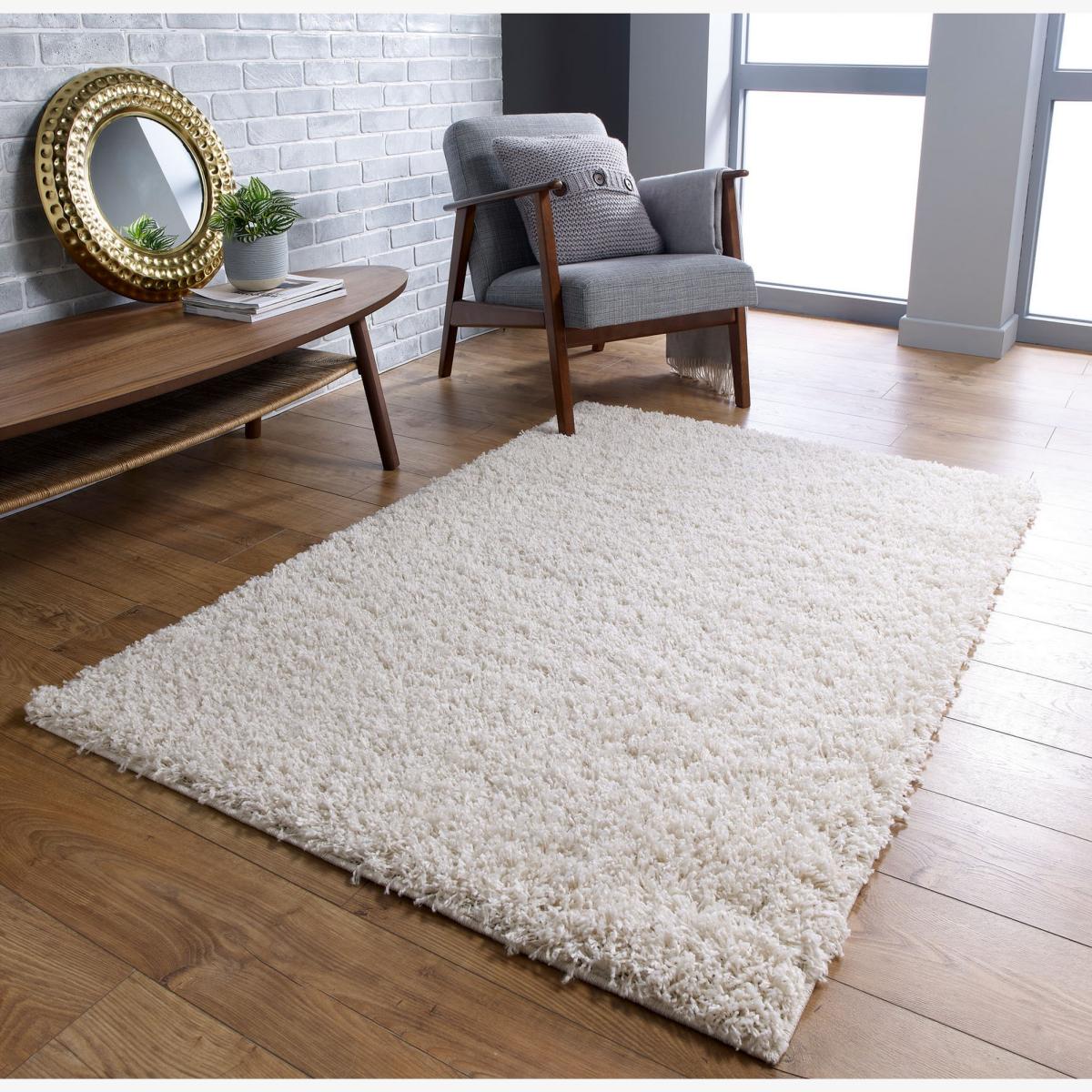 Isla Shaggy Plain Modern Rugs in Cream 160x230cm – image 1