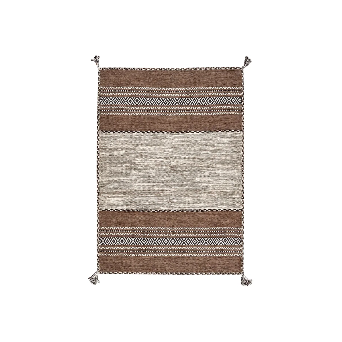 Osvaldo Handwoven Striped Rug, Ivory, 160x230 cm