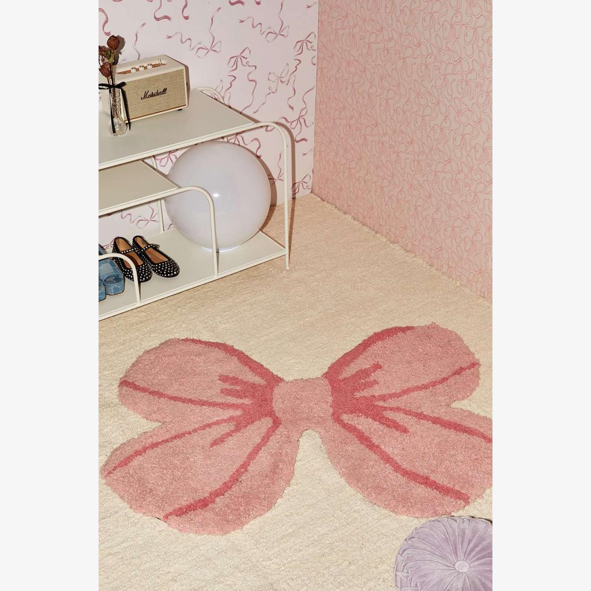 Pink Bow Rug - Pink 122cm x 91.5cm at Urban Outfitters – image 1