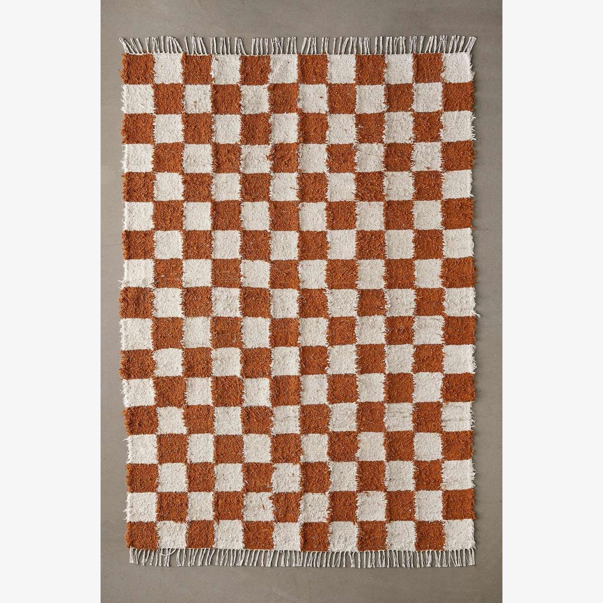 Terracotta Checkerboard 5x7 Rug - Rust at Urban Outfitters – image 1