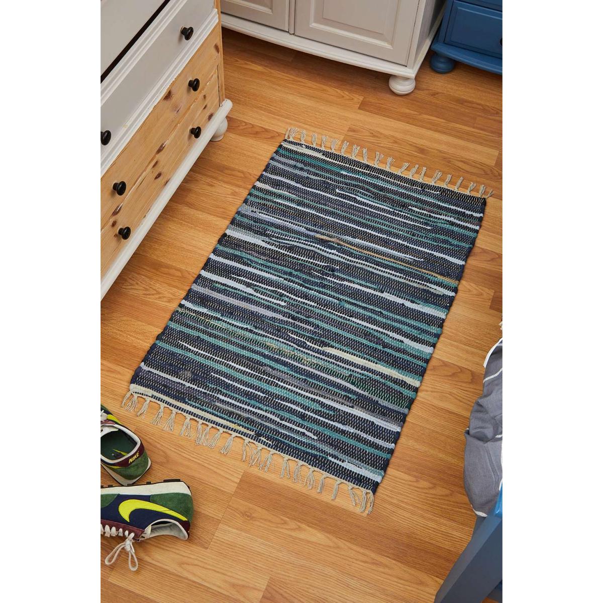 Blue Tonal Stripe 2x3 Rug - Blue ALL at Urban Outfitters – image 2