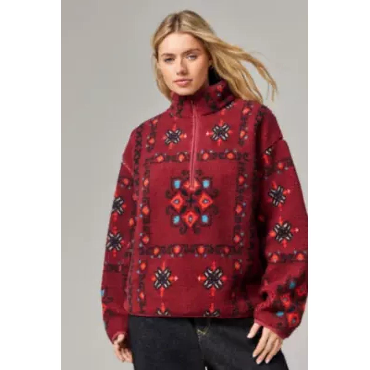 BDG Soay Rug Half-Zip Fleece - Red L at Urban Outfitters – image 5