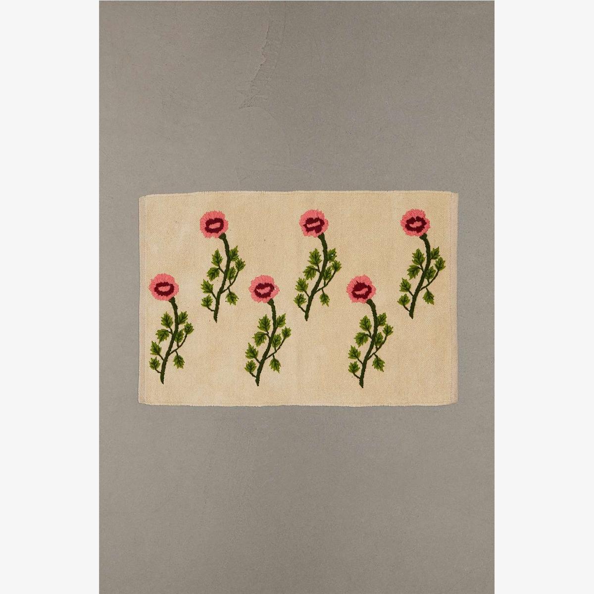 Floral Embroidered 2x3 Rug - Pink ALL at Urban Outfitters – image 1
