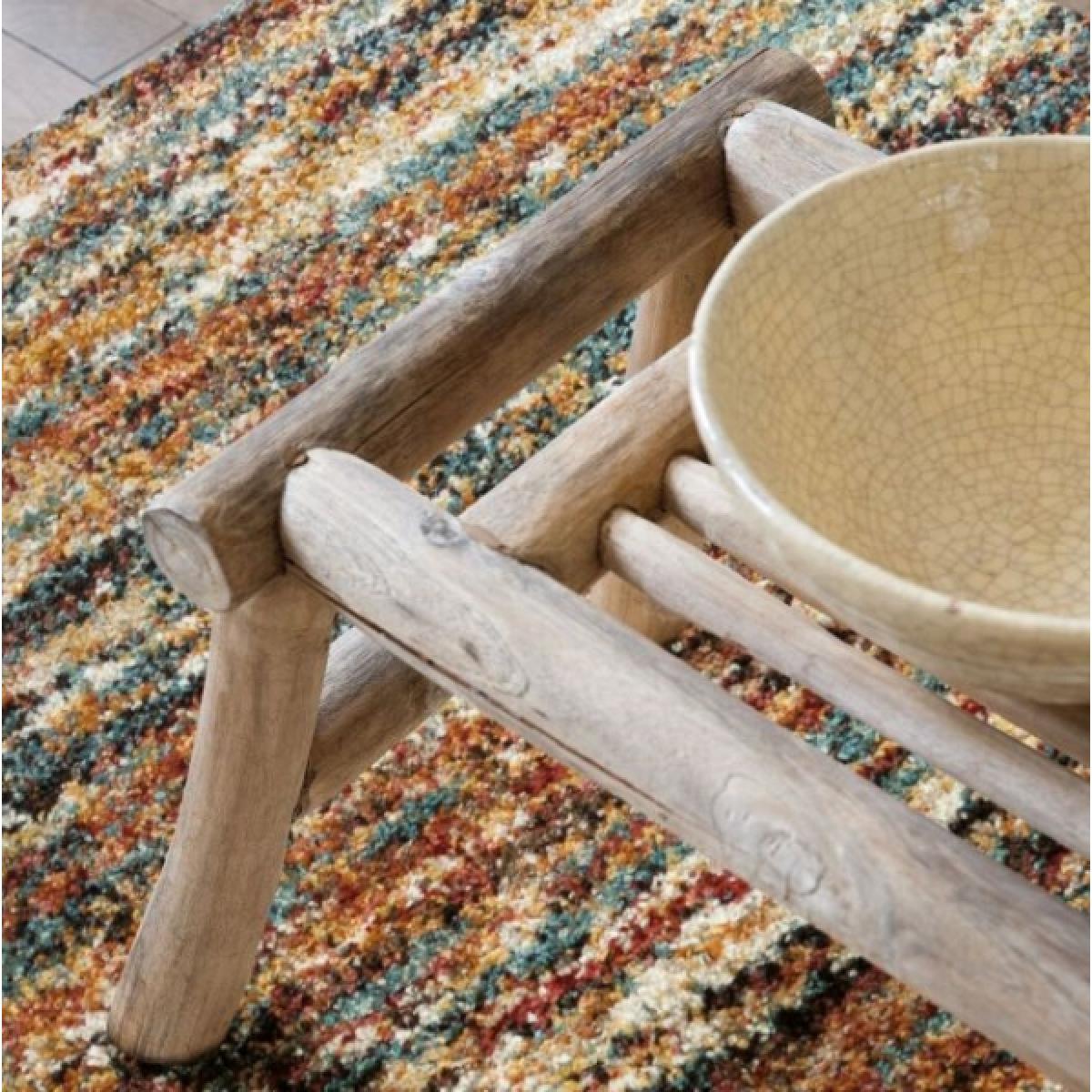 Mehari Striped Multi Coloured Rug 120cm x 170cm