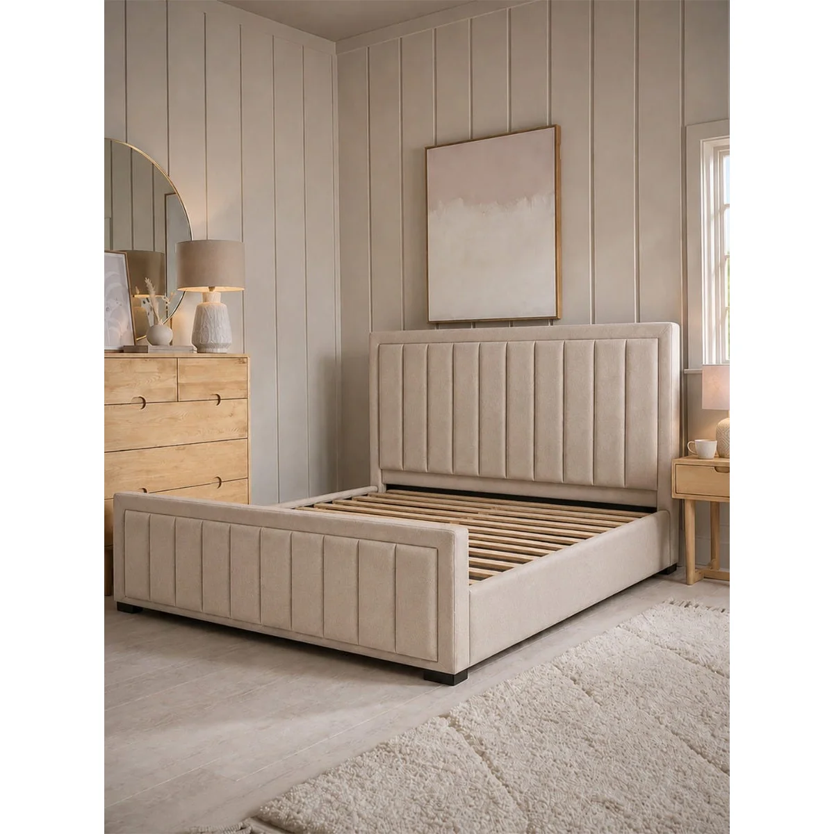 Odin Cream Velvet Bed - King – image 5