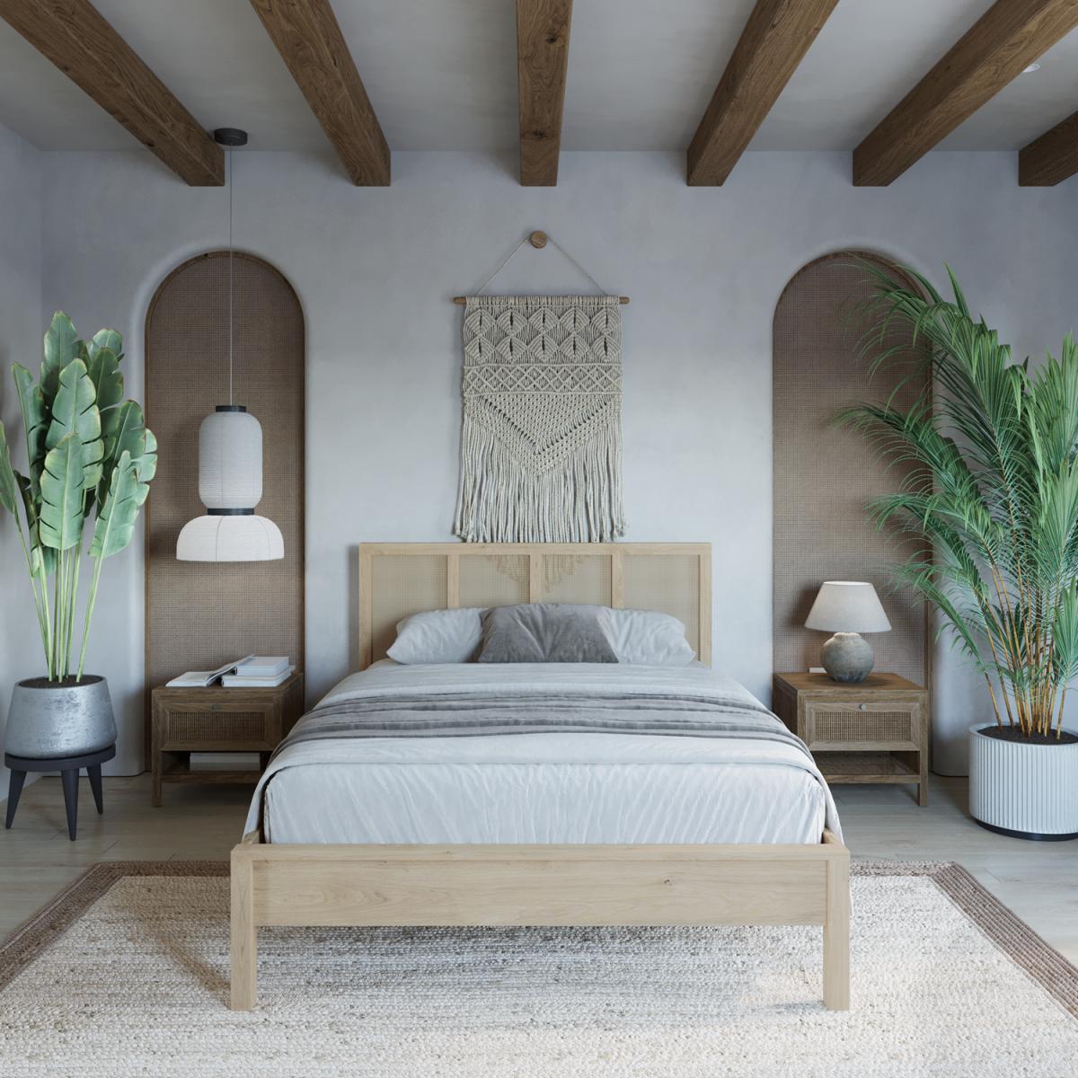Flair Kenji Rattan Oak Wooden Bed - Double – image 2
