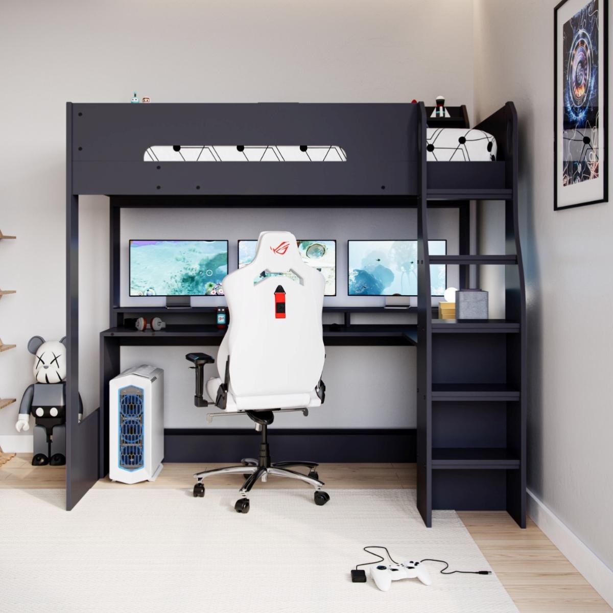 Flair Skyhigh Gaming High Sleeper Bed Black – image 3