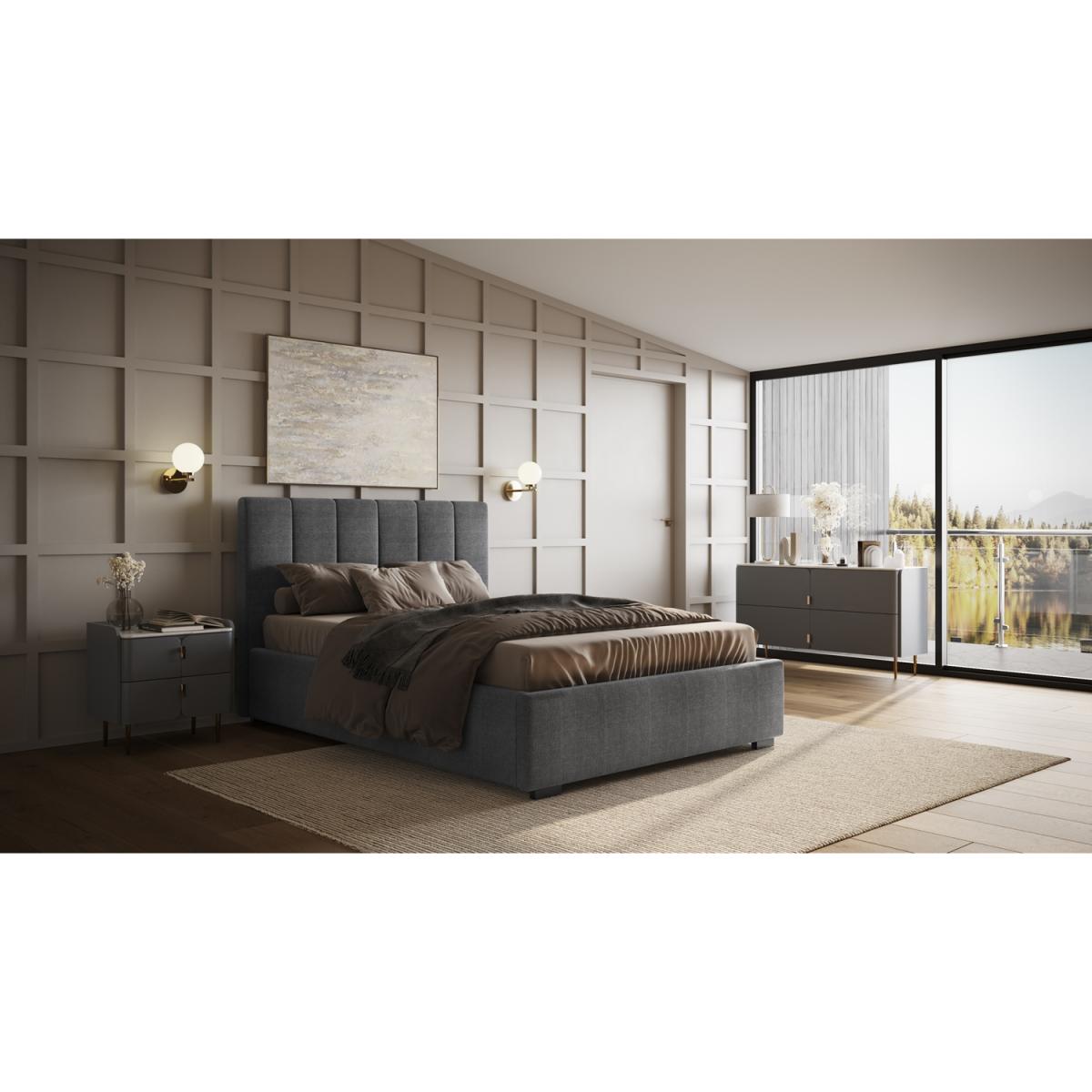 Flair Grey Waltz Fabric Ottoman Kingsize Bed - King – image 2