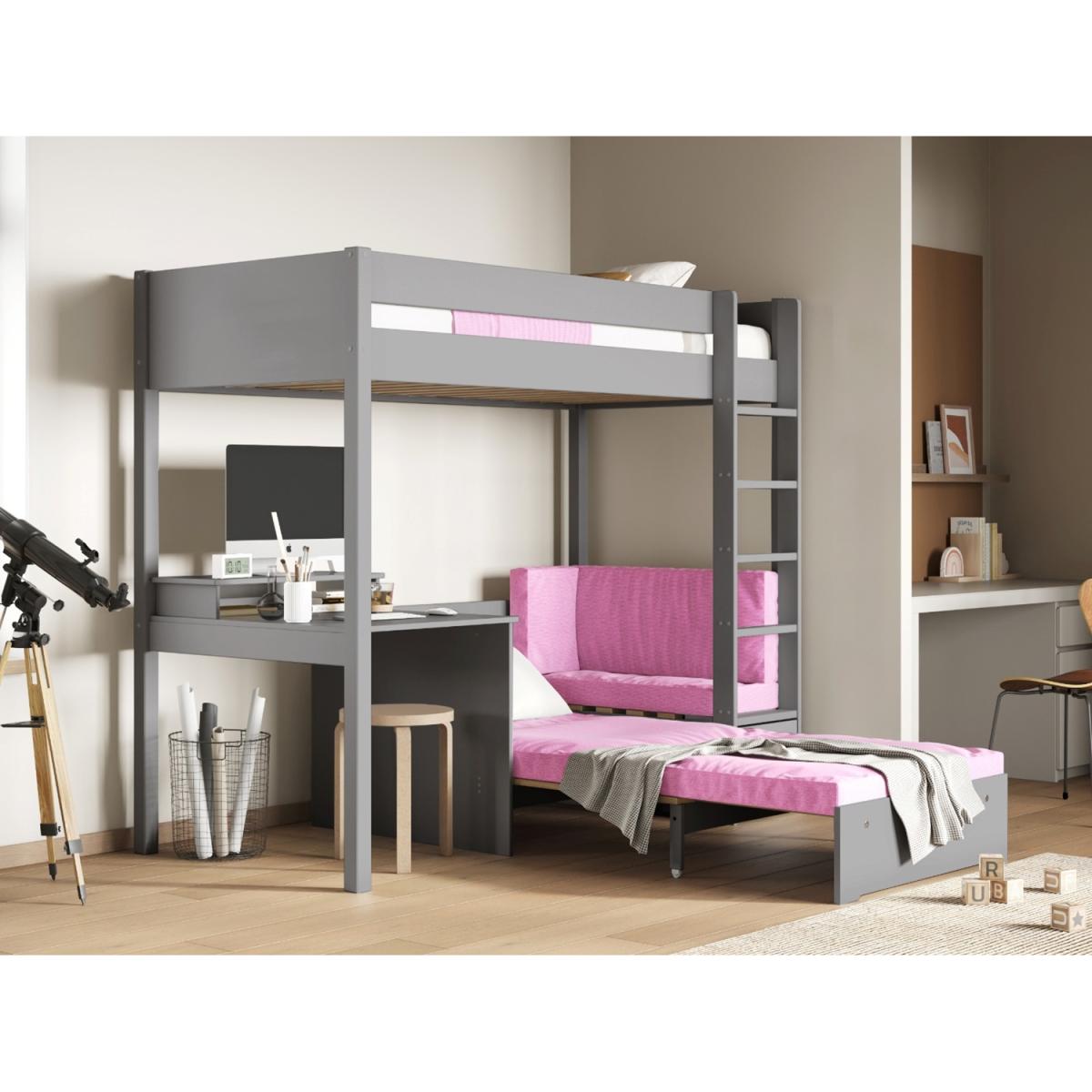Noomi Tapio Grey High Sleeper Bed With Futon Sofa and Desk - – image 5