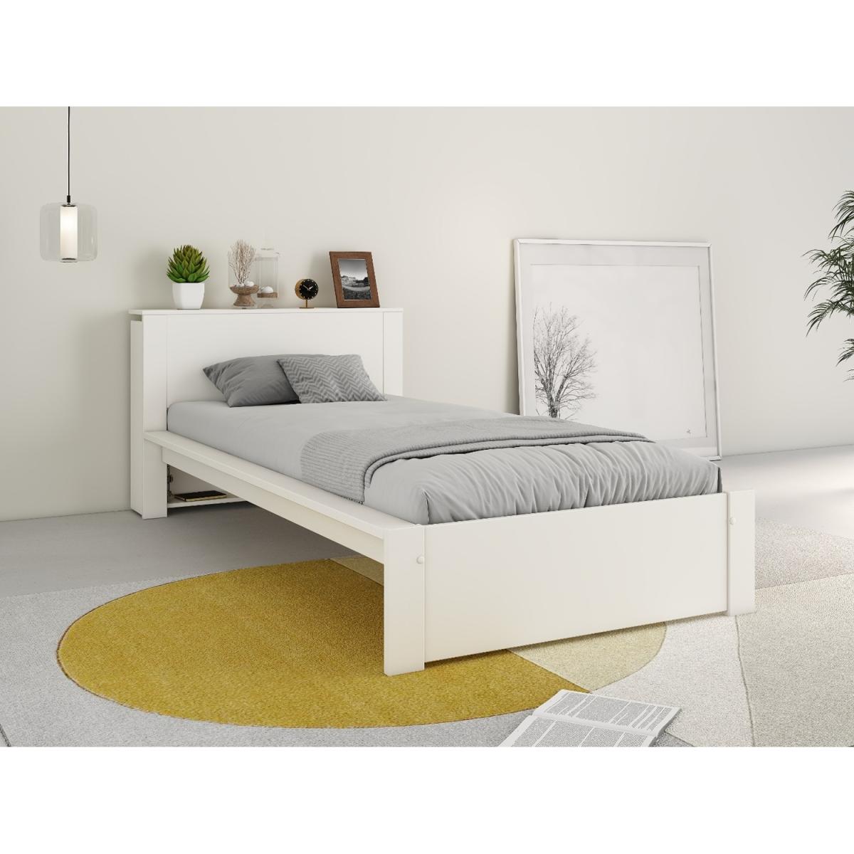 Noomi Juno Solid Wood Storage Bookcase Bed Single White – image 2