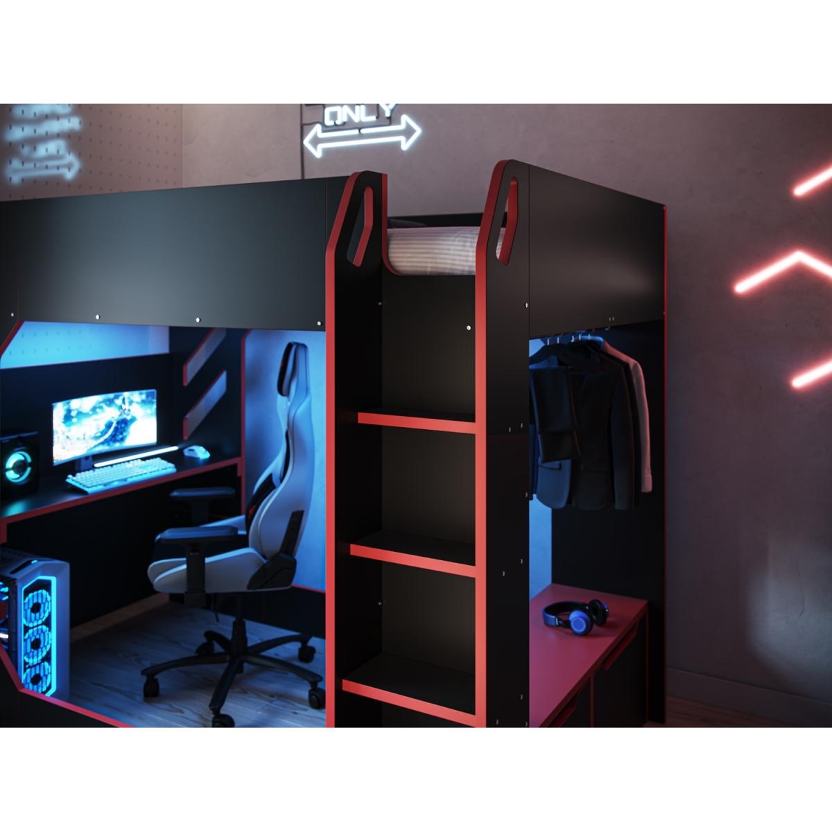 Recoil Shuttle LED Gaming High Sleeper Bed Small Double Black – image 4