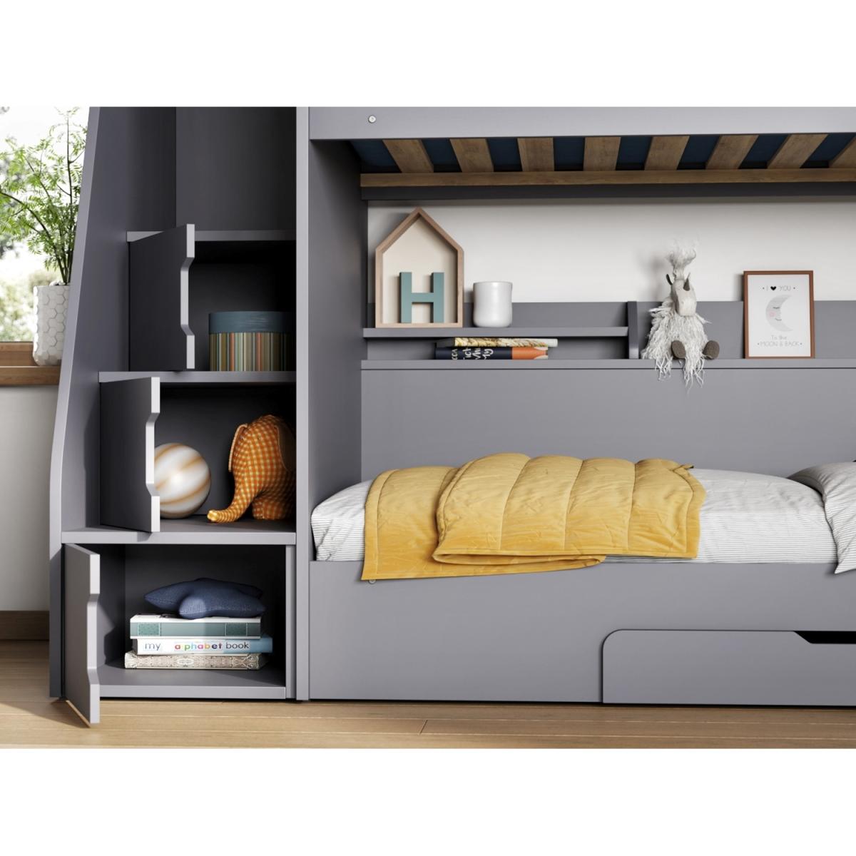 Flair Slick Staircase Bunk Bed Grey With Storage - – image 3