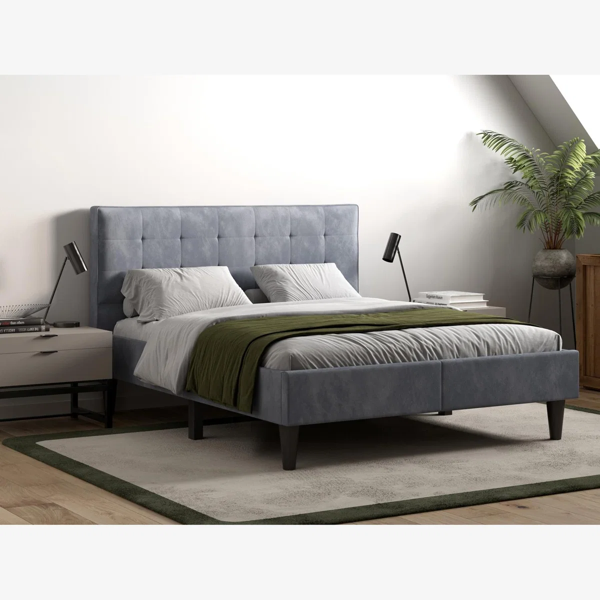 Flair Perth Fabric Bed Grey - King – image 1