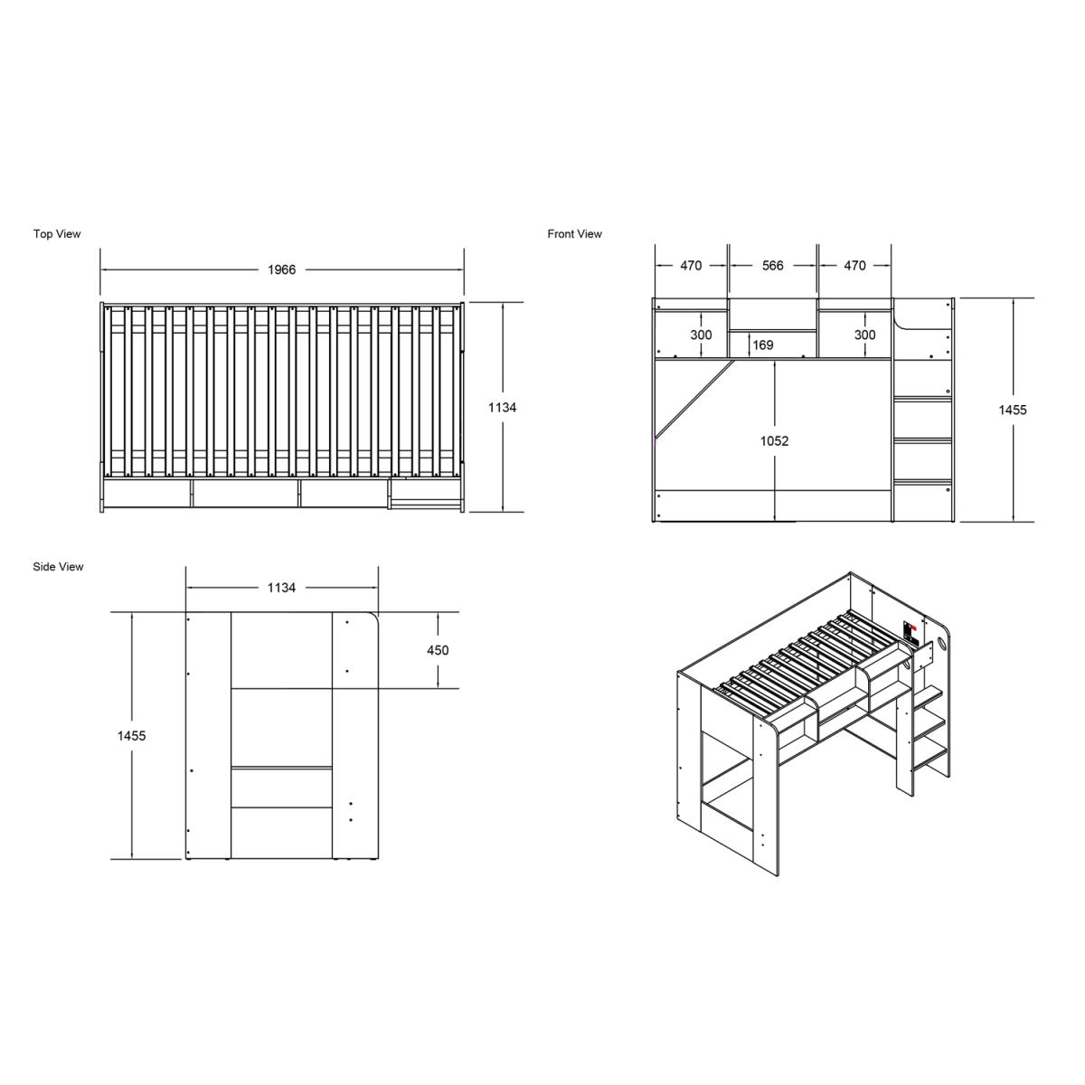 Flair Wizard Junior L Shaped Bunk Bed Grey - – image 2
