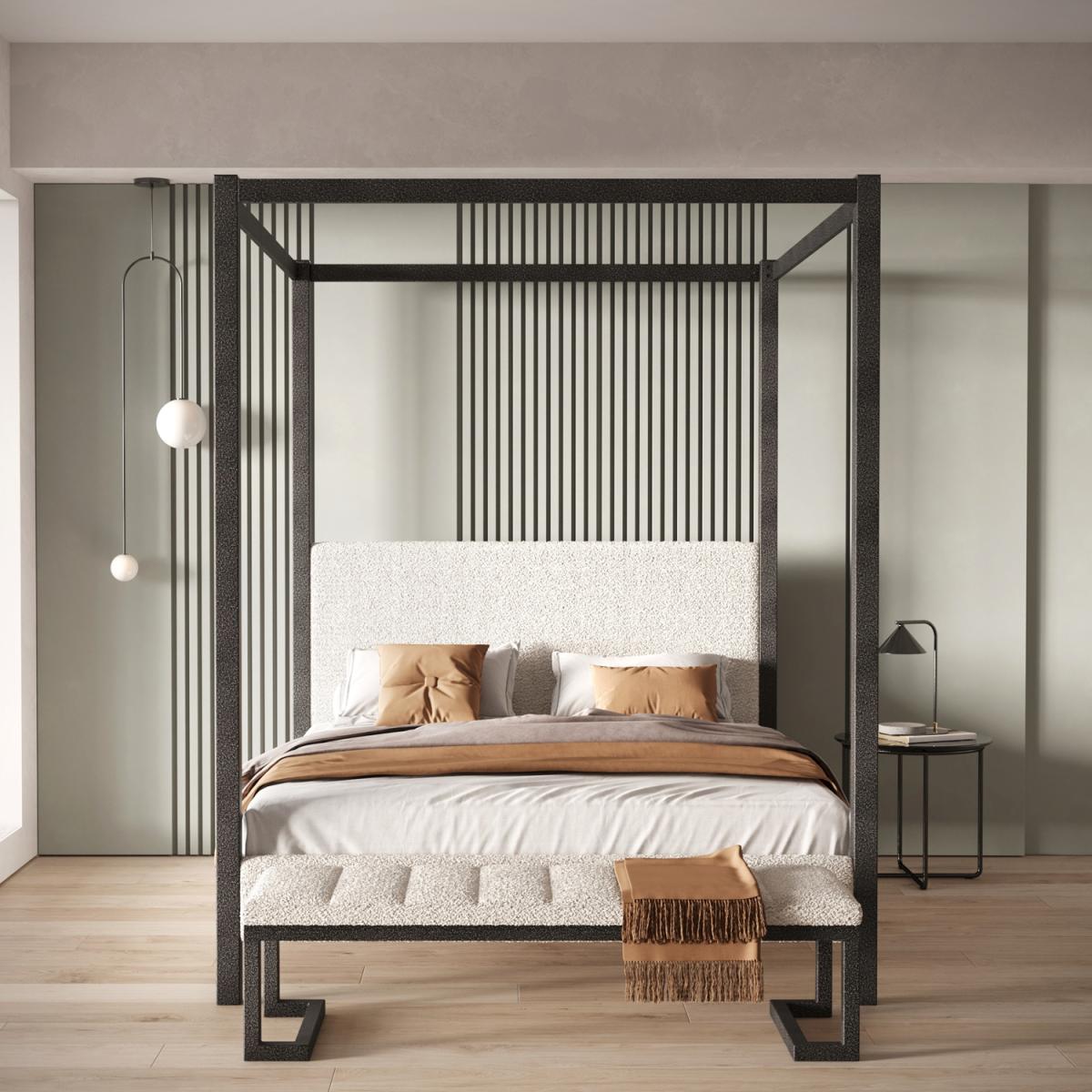 Flair Four Poster Boucle Fabric Metal Bed Frame - King – image 2