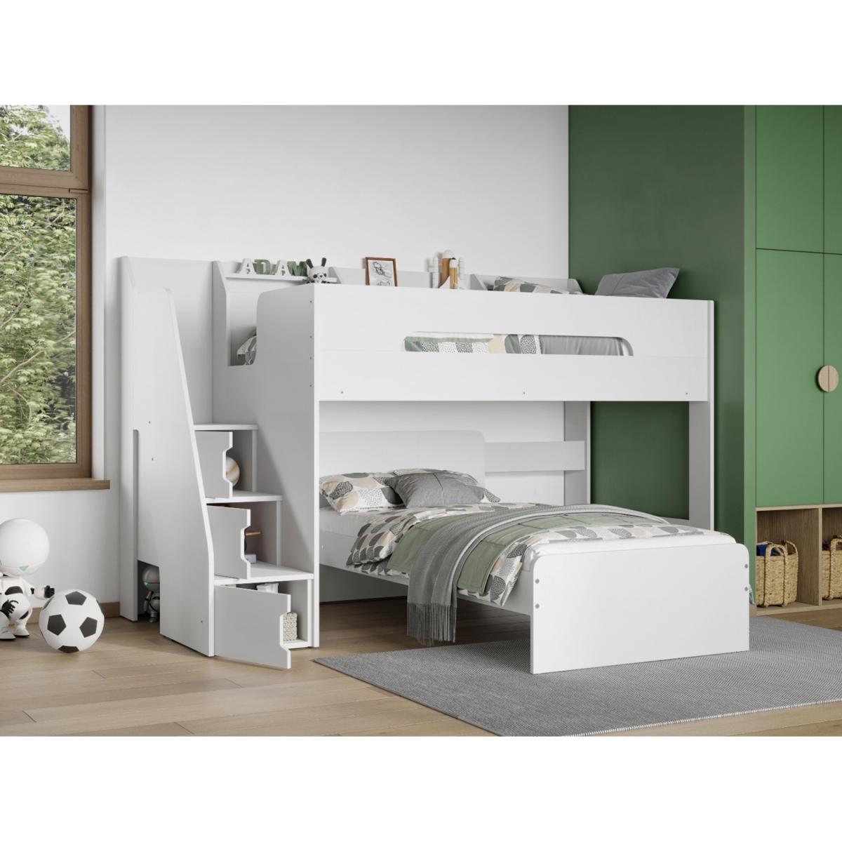 Flair Stepaside Staircase L Shaped Bunk Bed White – image 2