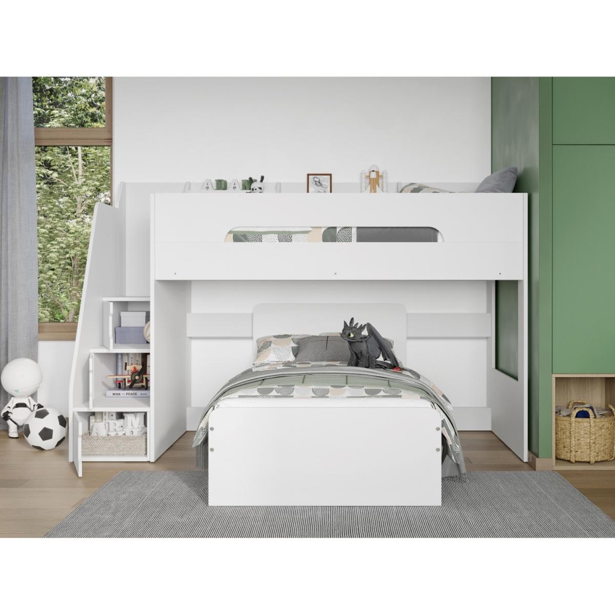 Flair Stepaside Staircase L Shaped Bunk Bed White – image 3