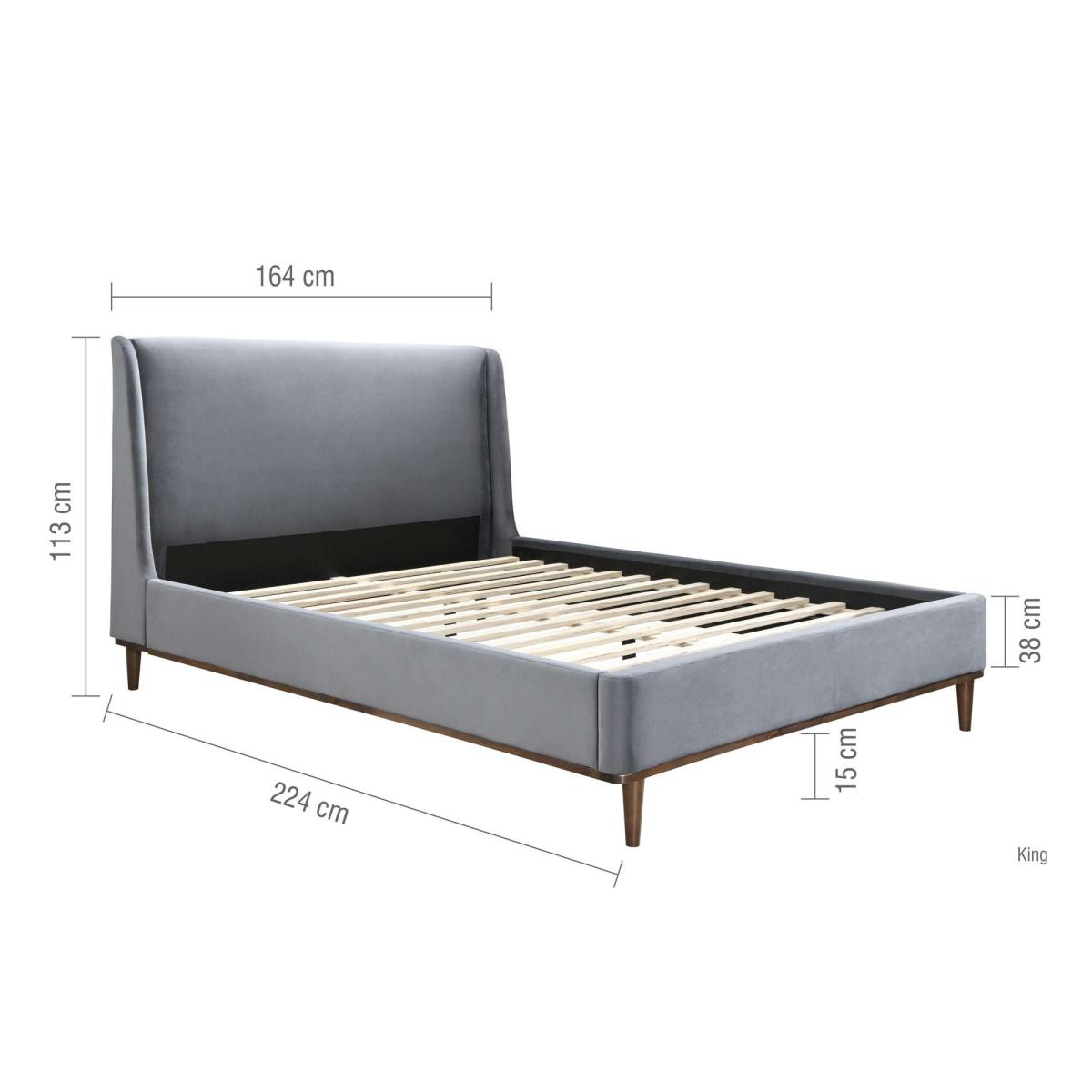 Birlea Lincoln Bed Frame, Velvet Grey – image 8