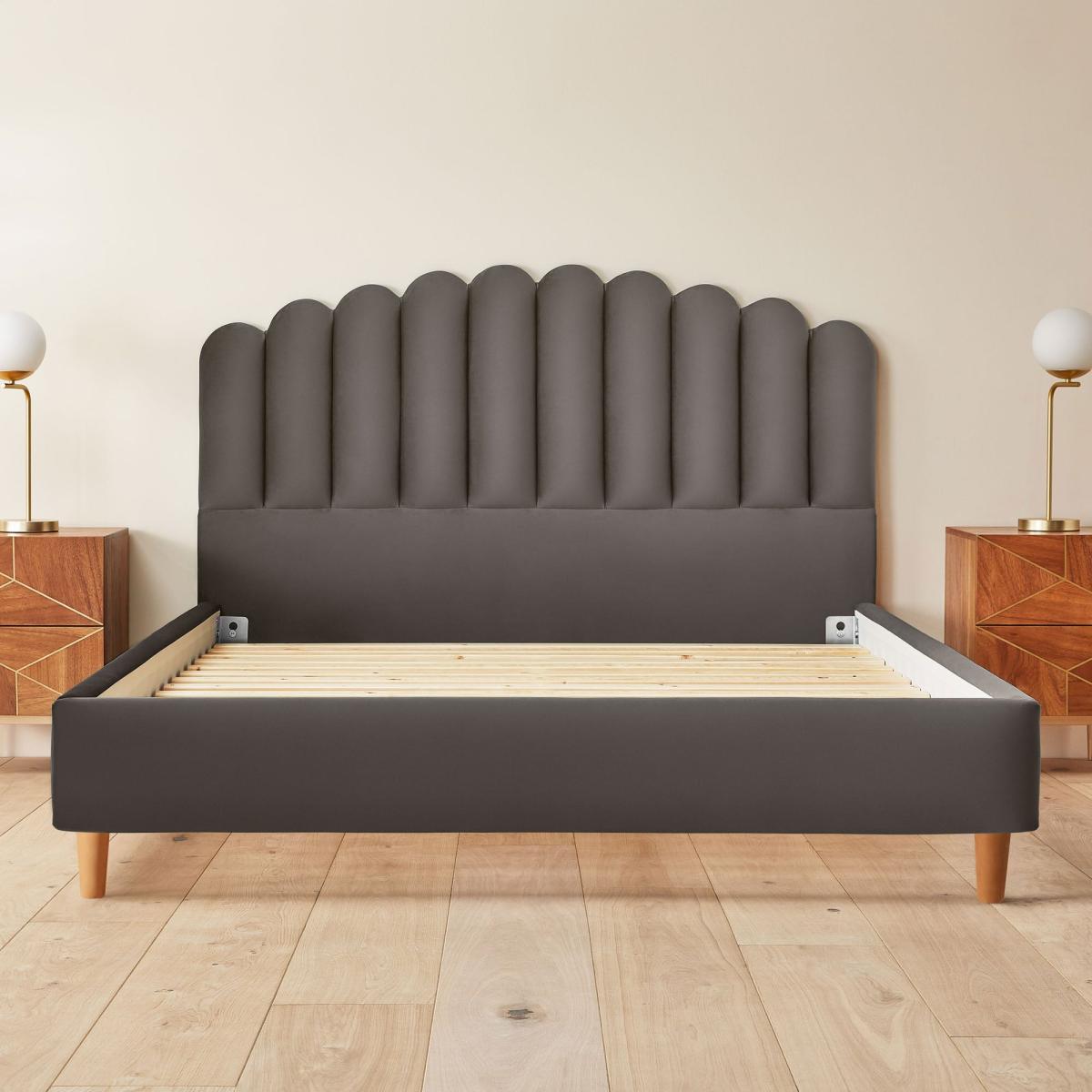 Oriana Bed Frame, Velvet Charcoal (Grey) – image 7