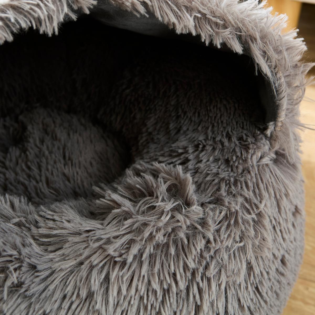 Fluffy Cat Bed Grey – image 2