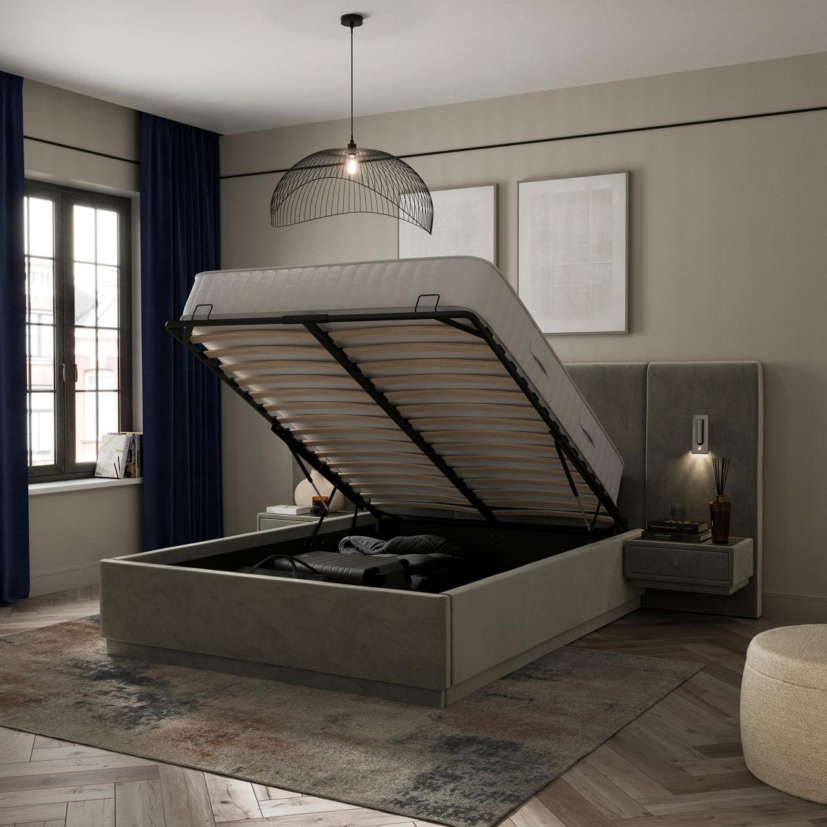 Oversized Hotel Bed Frame, Velvet – image 2