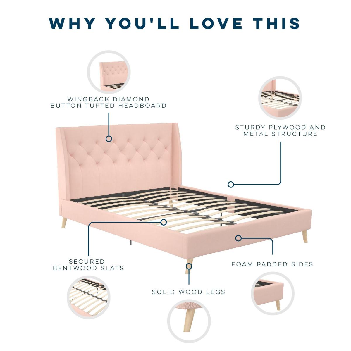 Novogratz Her Majesty Linen Bed Pink – image 9