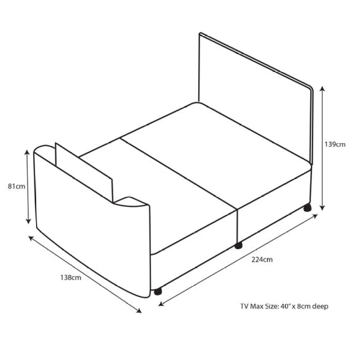 Sweet Dreams Gaia Studded TV Bed – image 4