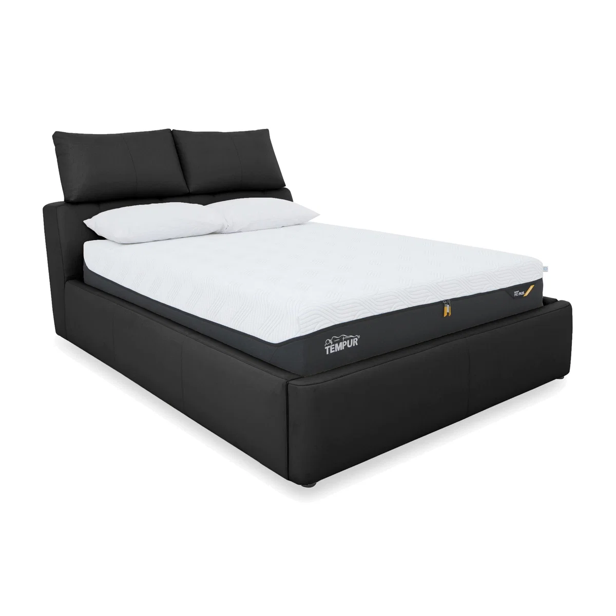 Tyrell NC Leather Manual Ottoman Bed Frame - Super King - Black – image 1