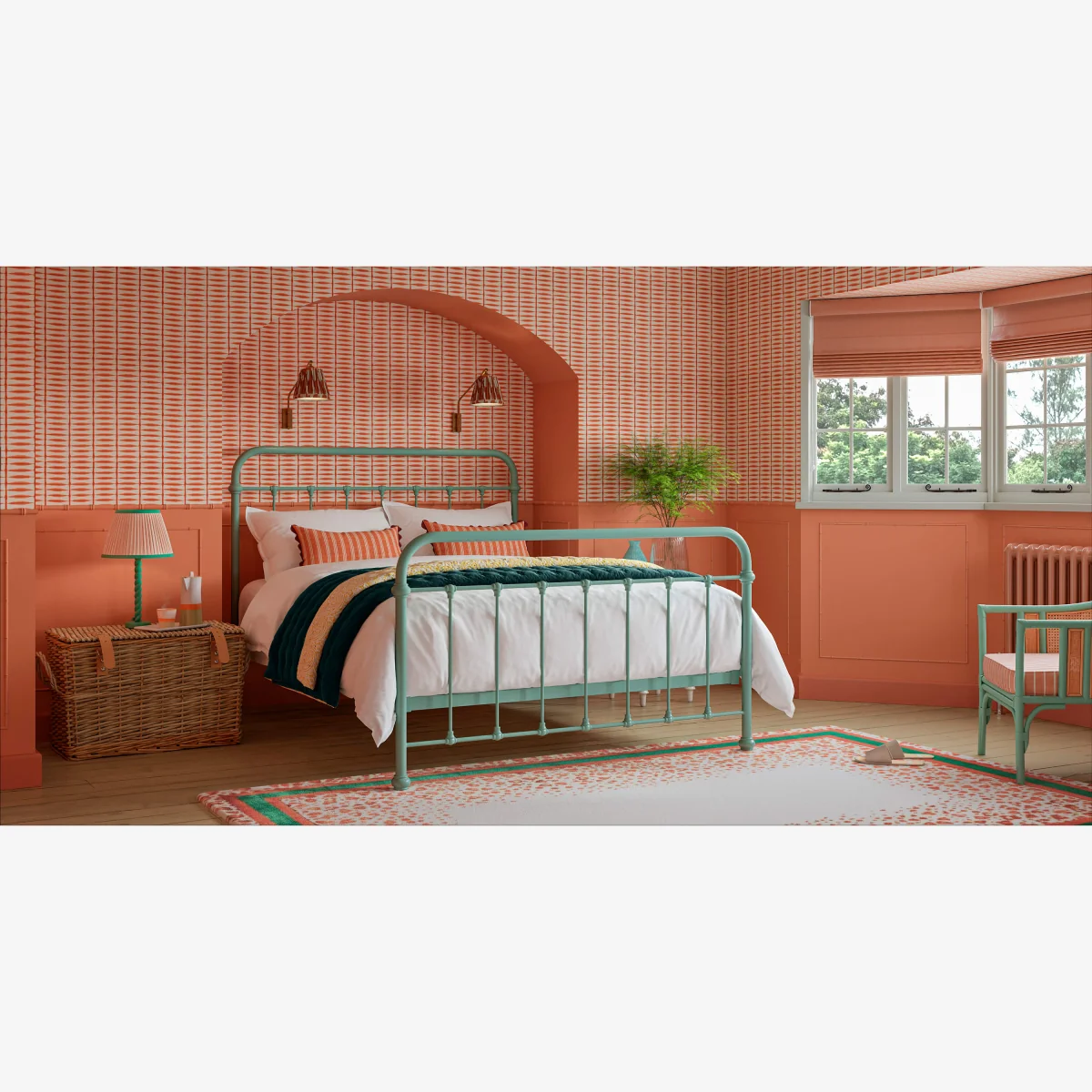 Oliver Bed, Double - Ocean Green