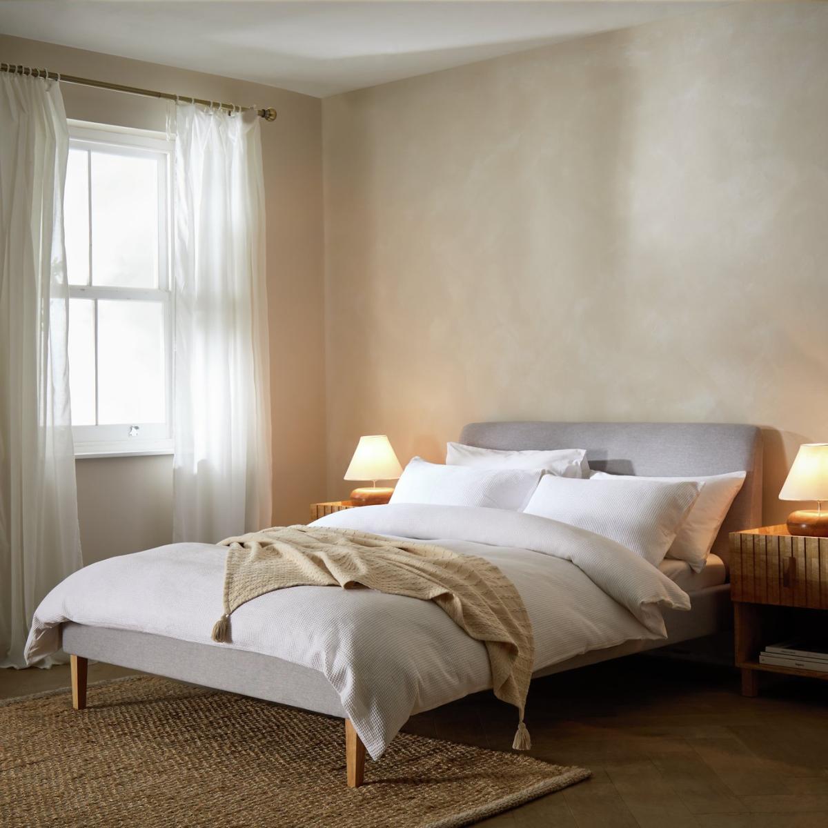 Habitat Ren Small Double Fabric Bed Frame - Light Grey – image 1