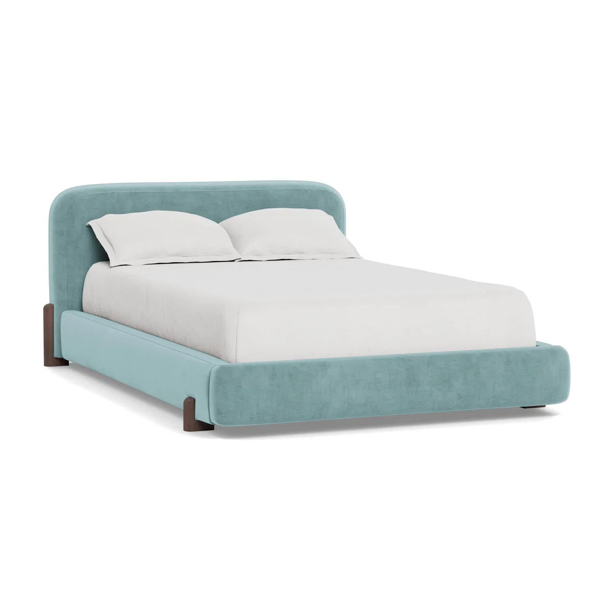 Heal's Nuvola King Bed Smart Luxe Velvet Mineral Blue Black Painted Oak Feet – image 1