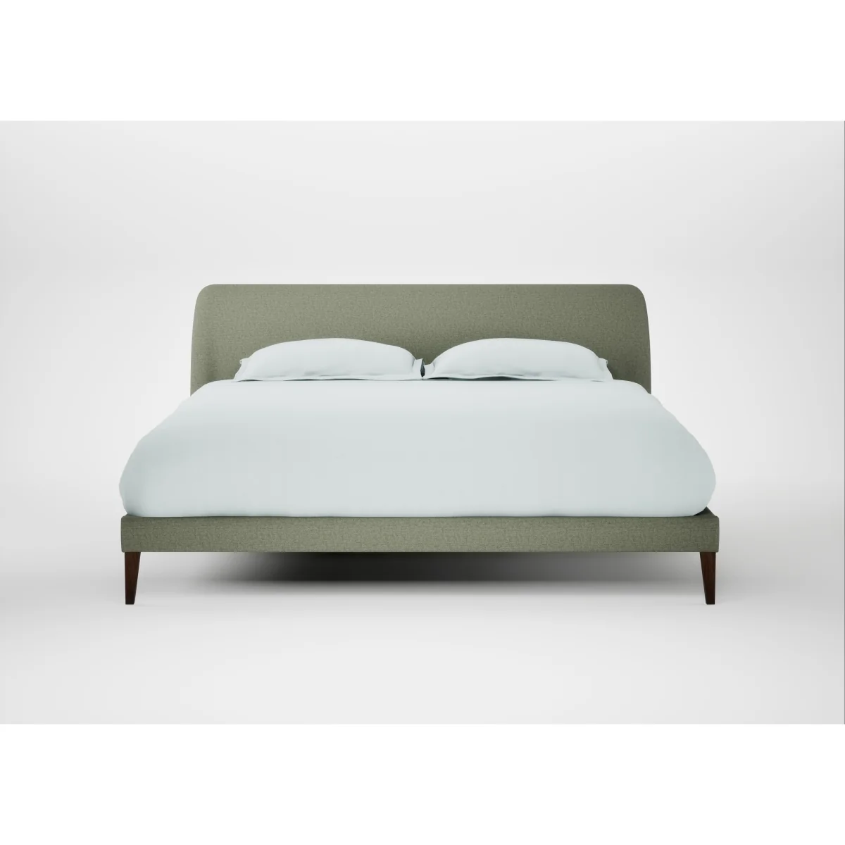 Heal's Wallis Bed Double Smart Velvet Mouse Natural Oak Feet – image 3
