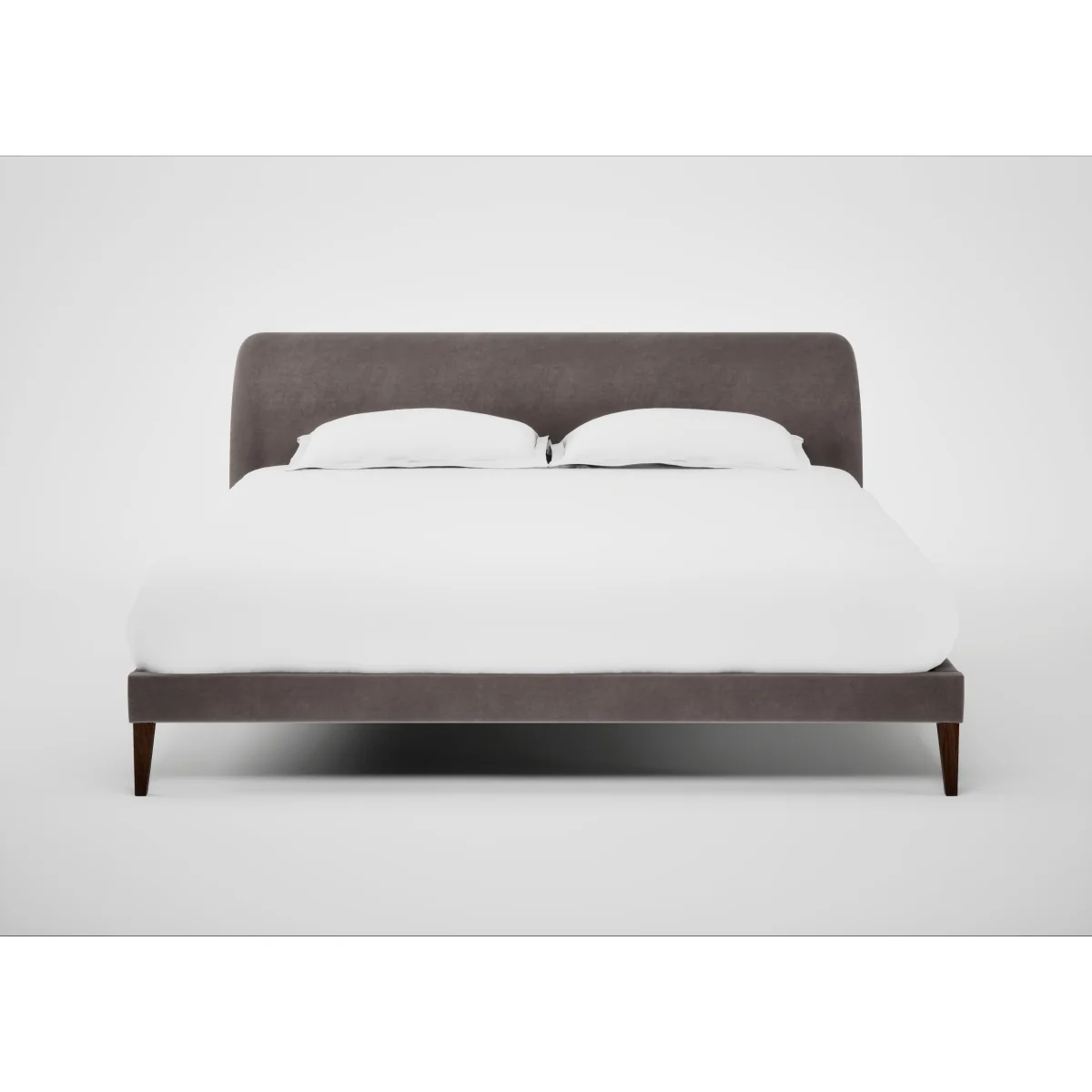 Heal's Wallis Bed Double Smart Velvet Mouse Natural Oak Feet – image 6
