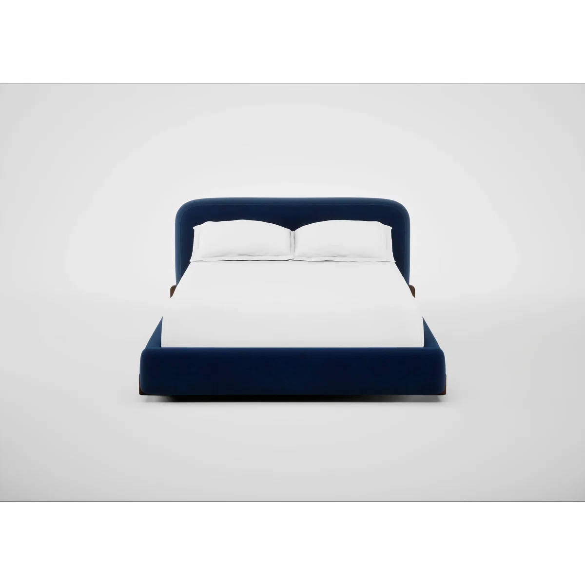 Heal's Nuvola Double Bed Smart Velvet Dusk Walnut Stained Oak Feet – image 2